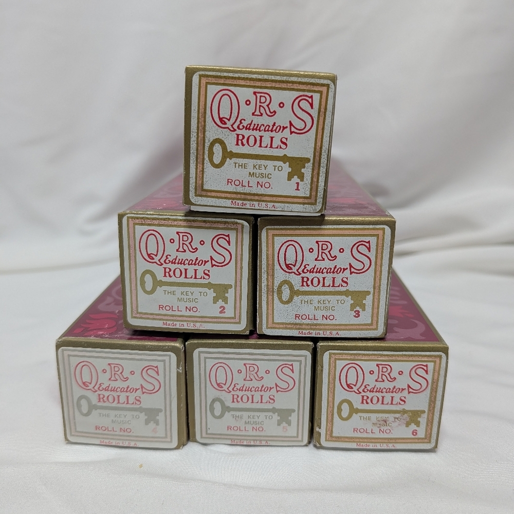 QRS EDUCATOR ROLLS 6 Self Teaching Player Piano Roll Instruction Set- rolls only